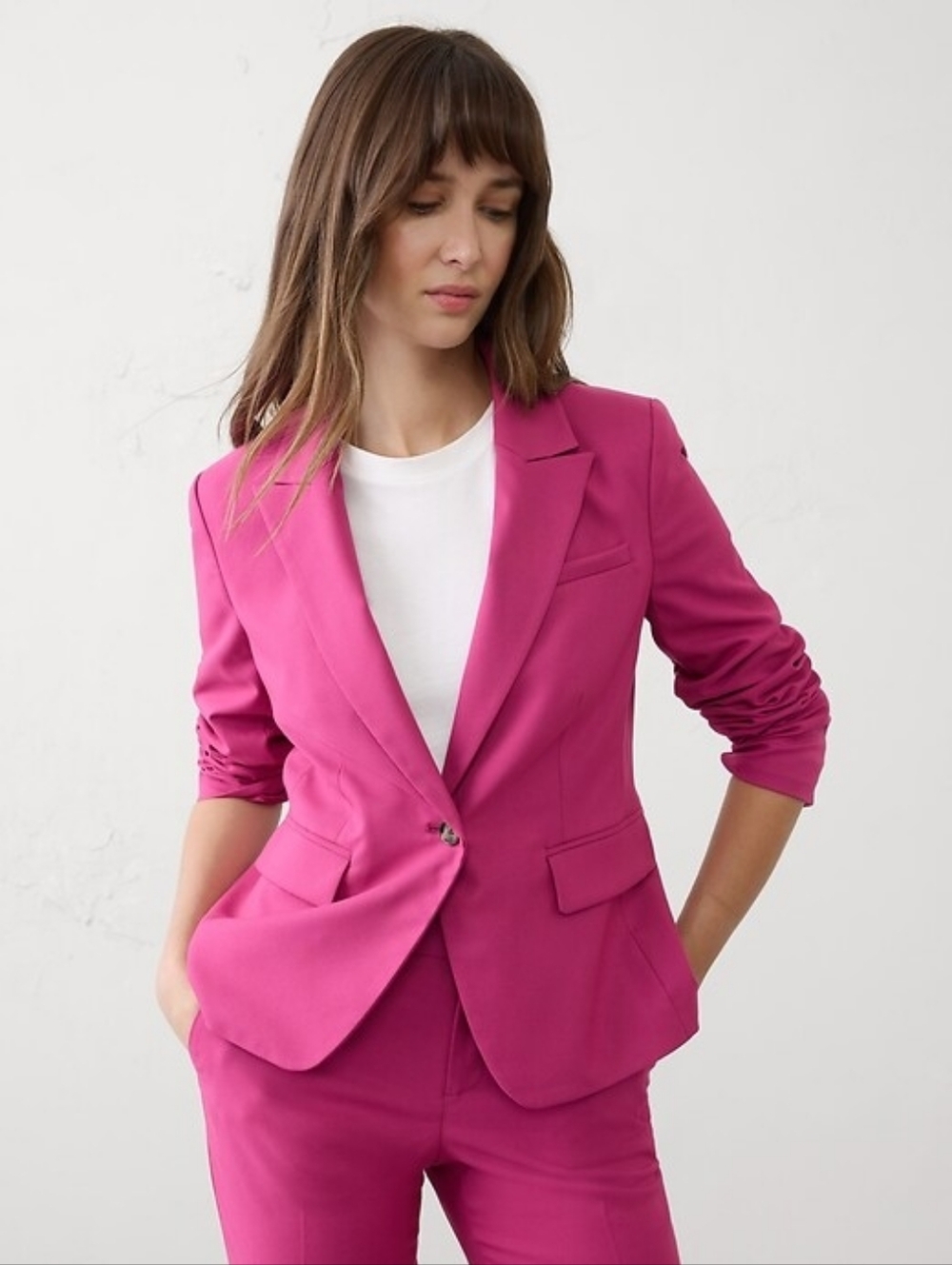 Banana Republic Pink Classic Single-Button Blazer